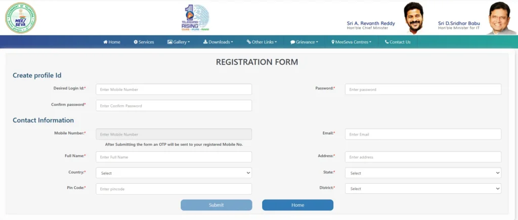 MeeSeva registration