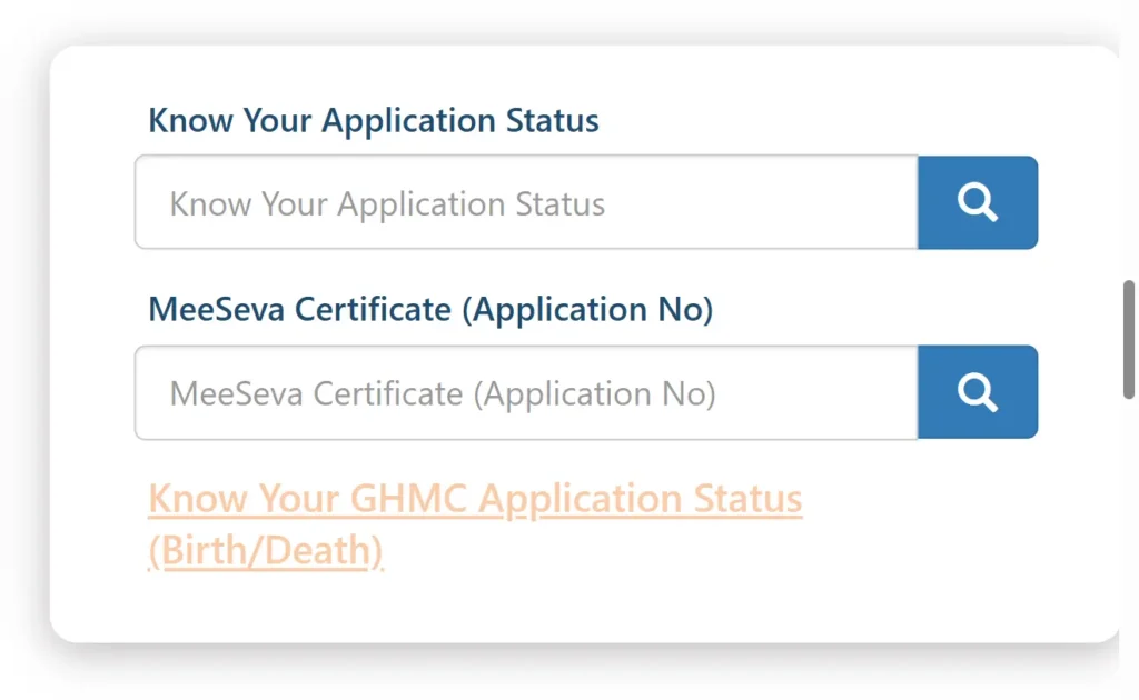 MeeSeva Application Status