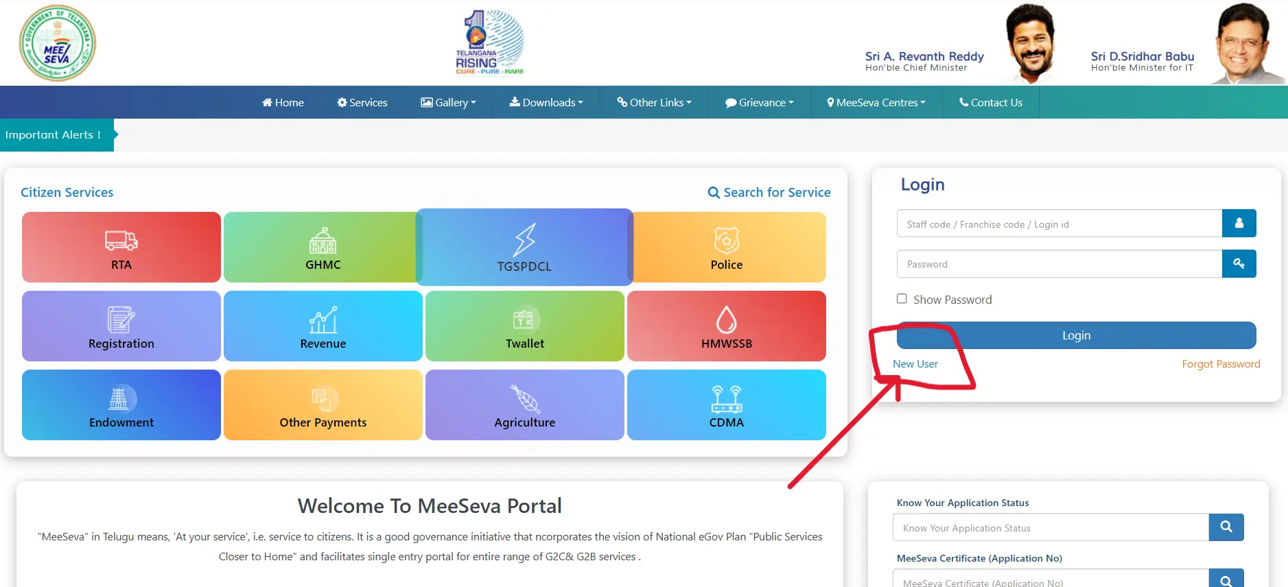 Meeseva Portal Telangana Registration